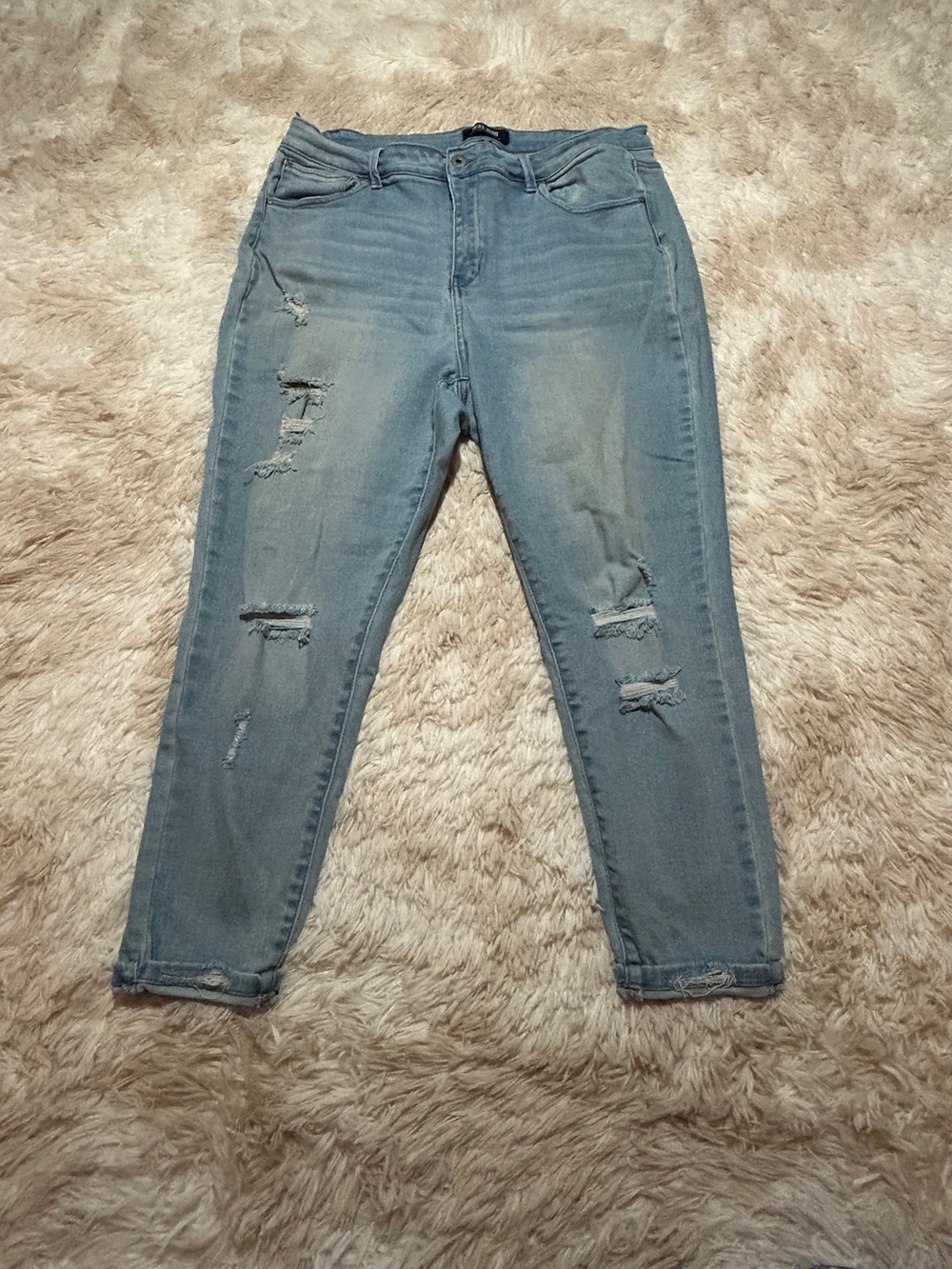 Wax Jean Distressed Boyfriend Jeans in Light Blue